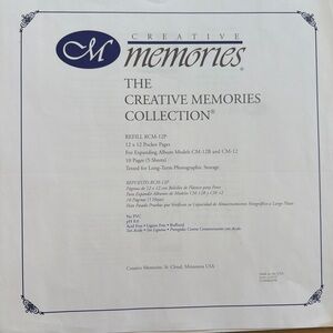 Creative Memories Refill RCM-12P, 3 Pages 6 Sheets, 12x 12 Picture Pocket Pgs